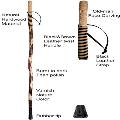 Açık Şeftali Ahşap Baston Baston, Yaşlı Kişi İçin Düz Saplı Ahşap Baston