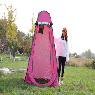 1.9m Pop Up Pod Taşınabilir Duş İstasyonu Kalın Gümüş Kaplı Polyester Rüzgar Geçirmez